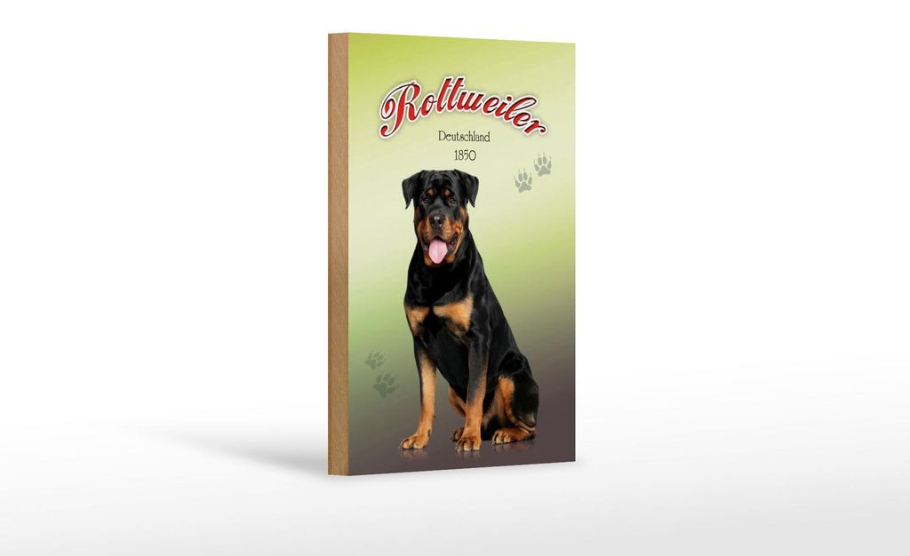 Holzschild Hund 12x18cm Rottweiler Deutschland 1850