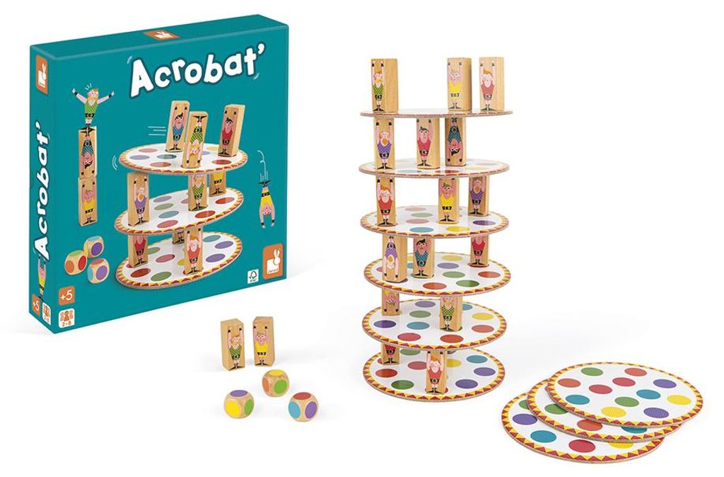 Janod Geschicklichkeitsspiel Akrobaten Turm - Familienspiel für Kinder