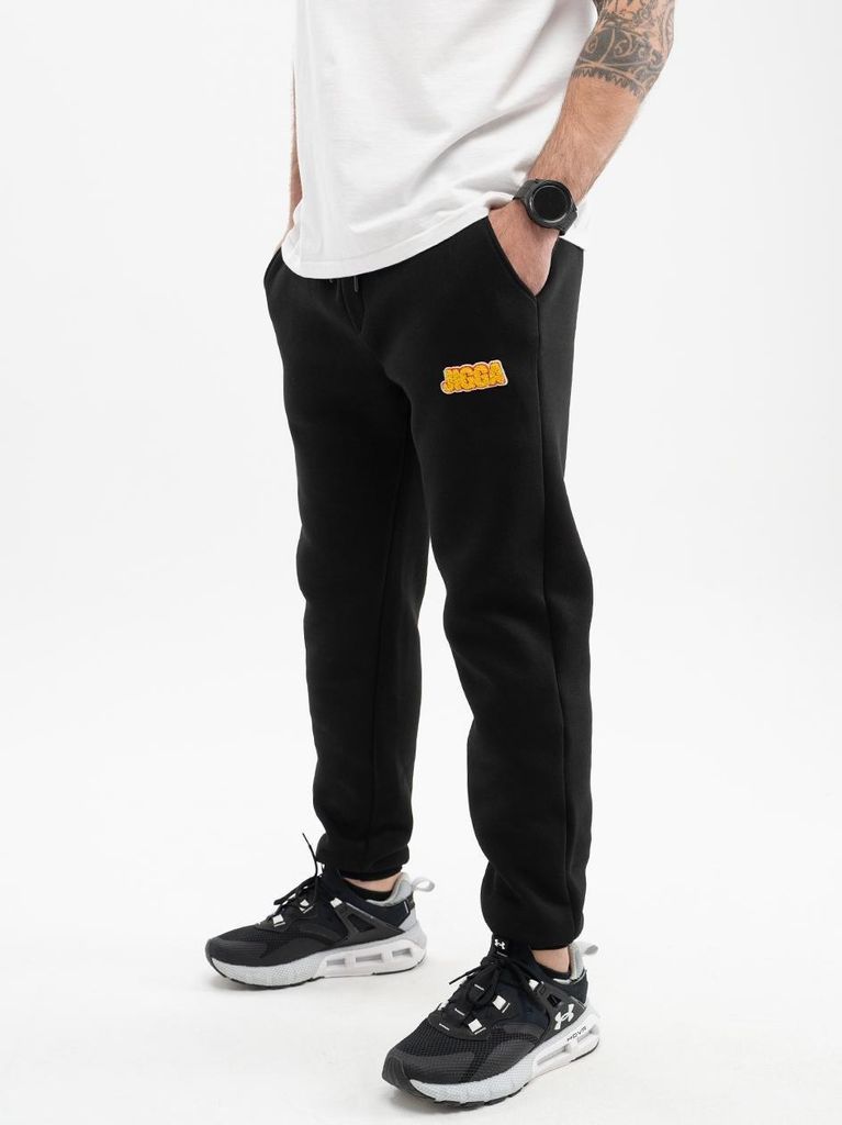 Jogginghose Herren Schwarz / Gelb Jigga Wear Name Patch Sweatpants L