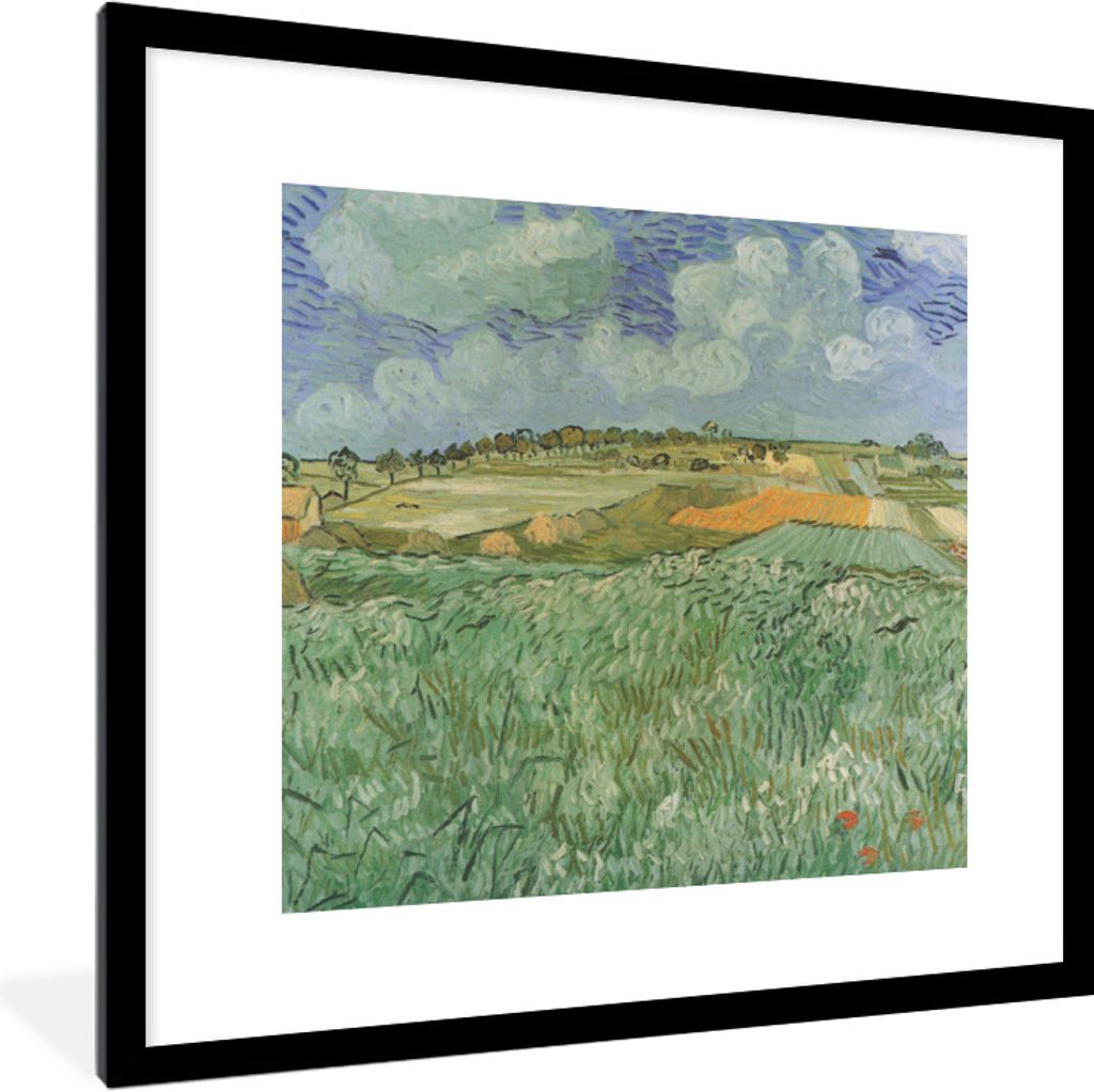 MuchoWow Gerahmtes Poster Bei Auvers - Gemälde von Vincent van Gogh 40x40 cm - Poster mit Schwarzem Bilderrahmen Wandposter Rahmen Foto Bilder -...