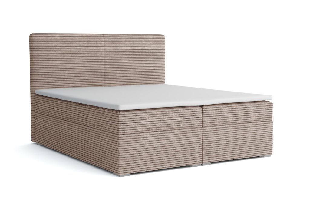 BOXBETT LOFT III 160/200 Cord Beige mit Bonell-Federkernmatratzen H3