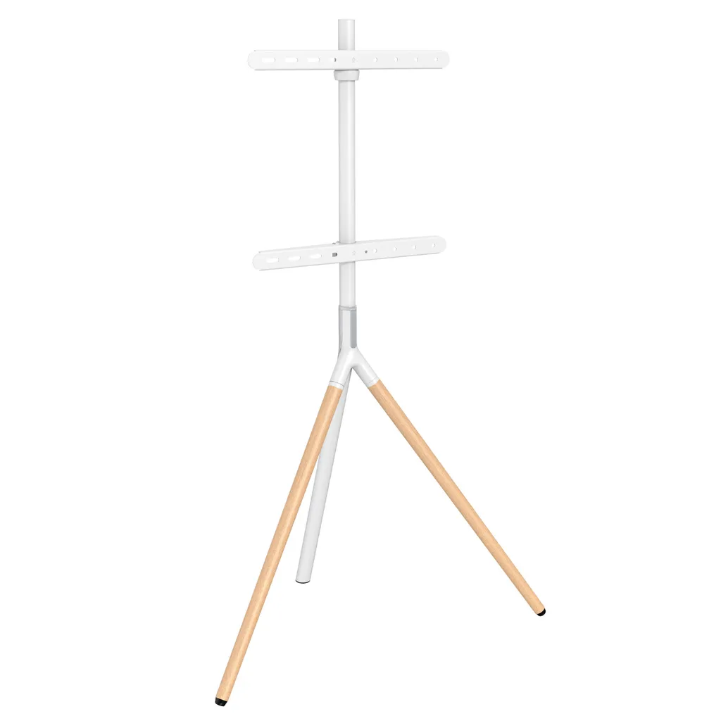 Support TV au sol pieds en bois stable pour remplacer votre vieux meuble TV