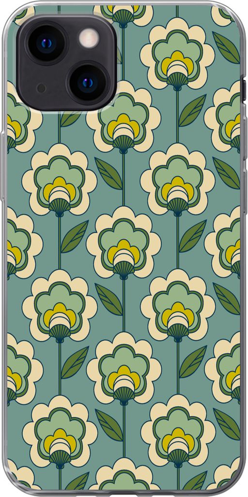 MuchoWow Handyhülle Schutzhülle Hülle für Telefoonhoesje iPhone 13 mini Retro - Design - 1970er Jahre - Blume Silikon Softcase Handy Hülle -...