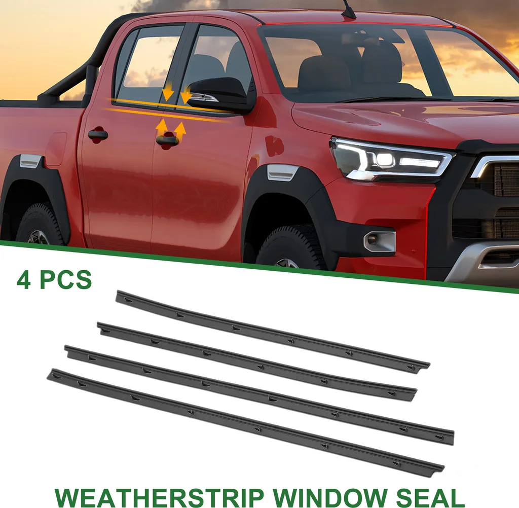 Lécheurs de Vitre Extérieurs pour Toyota Hilux 2005-2014 - PVC Noir x4
