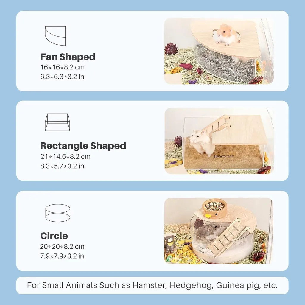 Bain de sable transparent pour hamster 3,2" avec échelle antidérapante