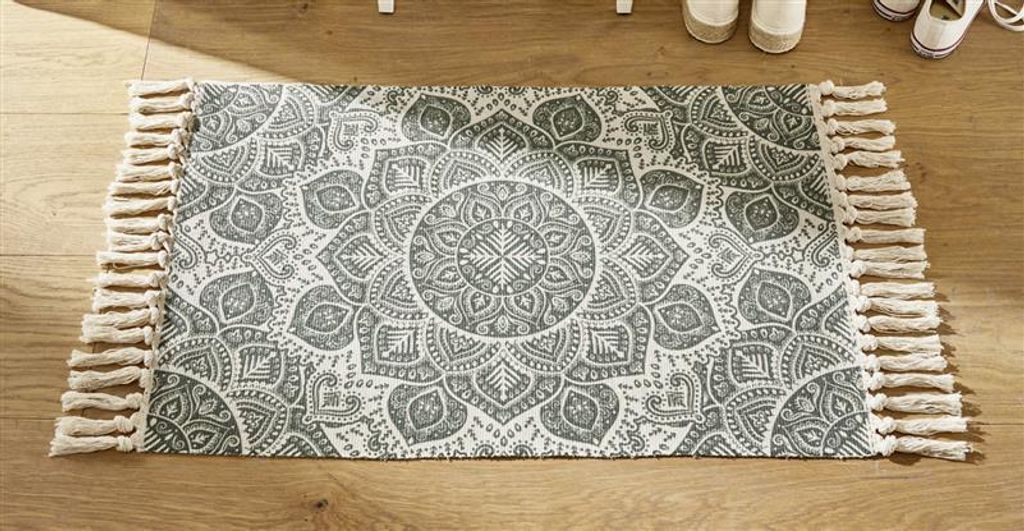Bodenmatte "Mandala" in grün & beige, 60x90 cm, aus 50% Produktbild 
