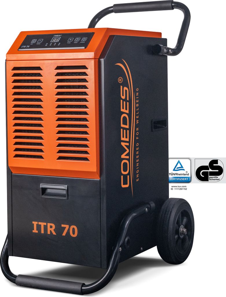 A product shot of a dehumidifier.