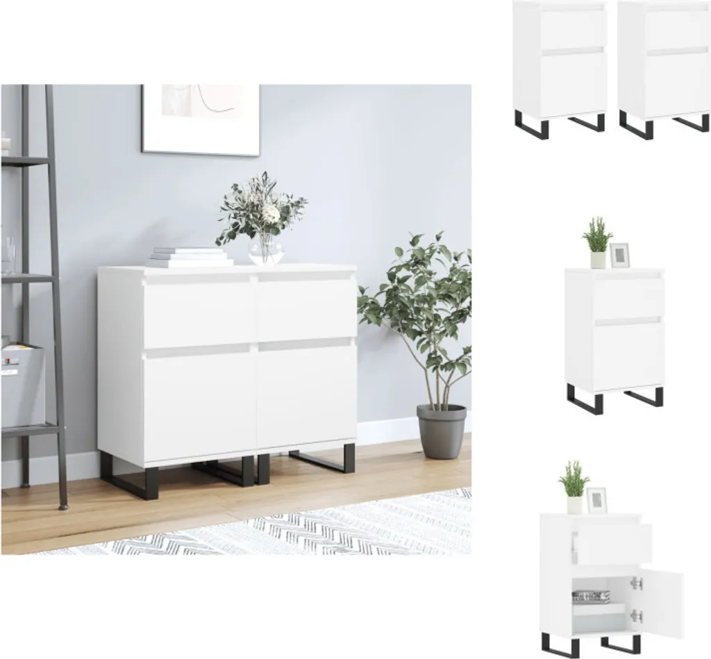 vidaXL Credenze 2 pz Bianco 40x35x70 cm - Mobiletti Salotto Robusti