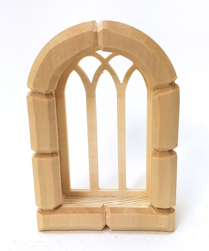 Fenster aus Holz, Zargen hangeschnitzt für orientalische Krippe, 9,5x6,5 cm