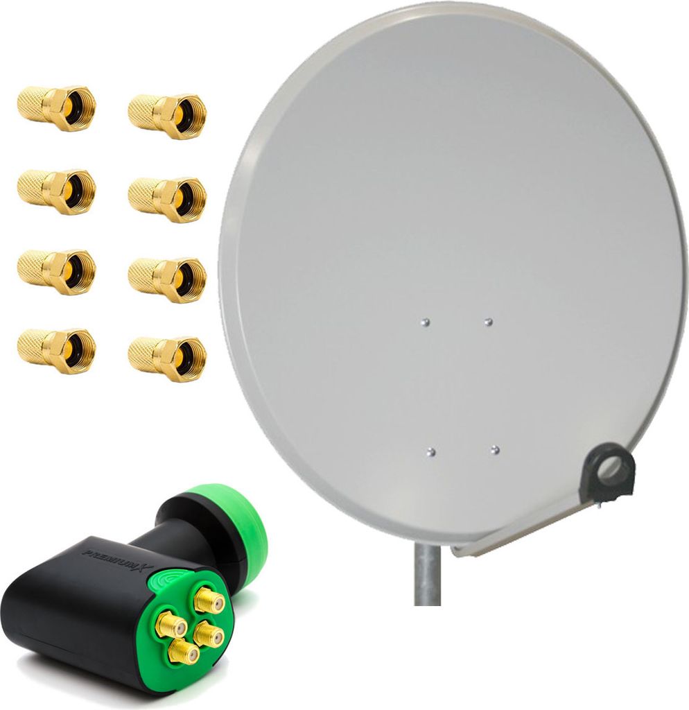 PremiumX SAT Anlage 80cm Antenne GreenDiamond Quad LNB 8x F-Stecker