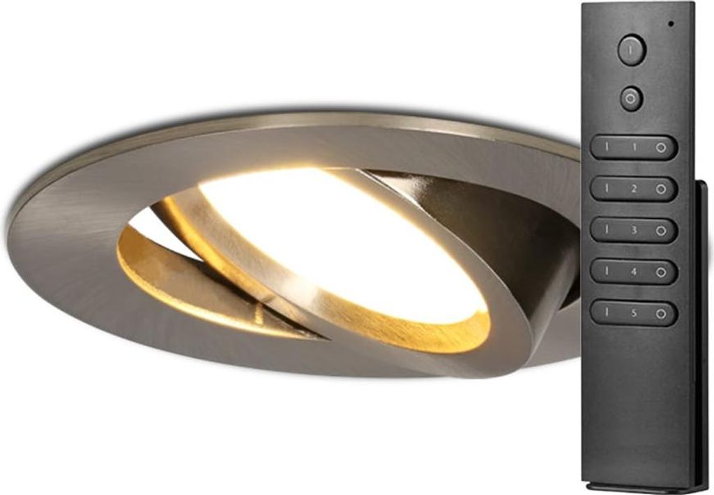 hoftronic LED Einbaustrahler Rome 6W 500lm 2700K IP44 Edelstahl schwenkbar dimmbar