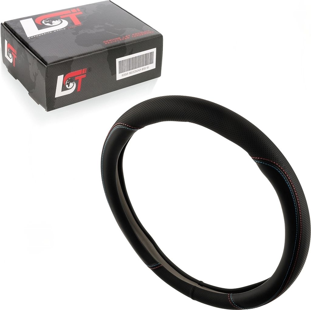 Lenkradbezug Lenkradschoner Ø 38x9 cm schwarz rote blaue Naht für BMW für MINI