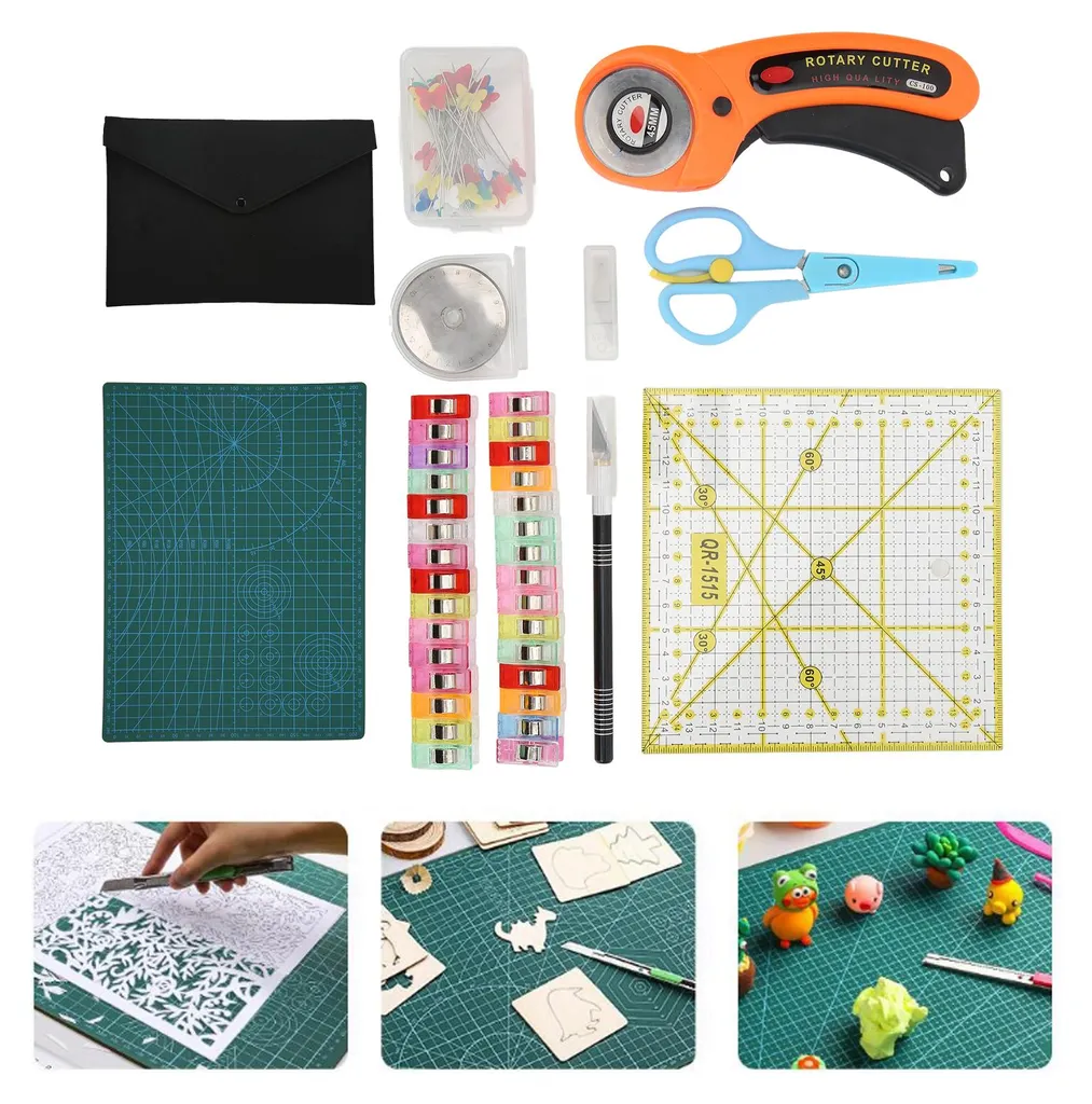 Ensemble d'outils de coupe pour couture et patchwork avec lames acier - 2