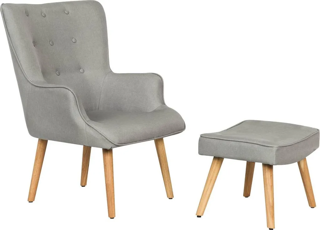 Fauteuil scandinave Odense gris clair - Siège 1 place design en tissu