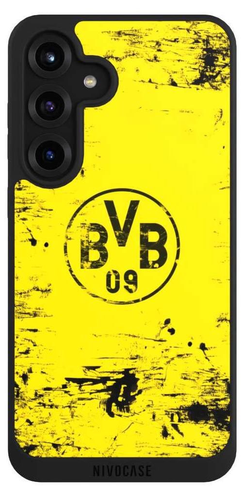 NIVOCASE Handyhülle für Samsung Galaxy S25+ Hülle NIVOpure Case Schwarz BVB Borussia Dortmund Offizielles Lizenzprodukt
