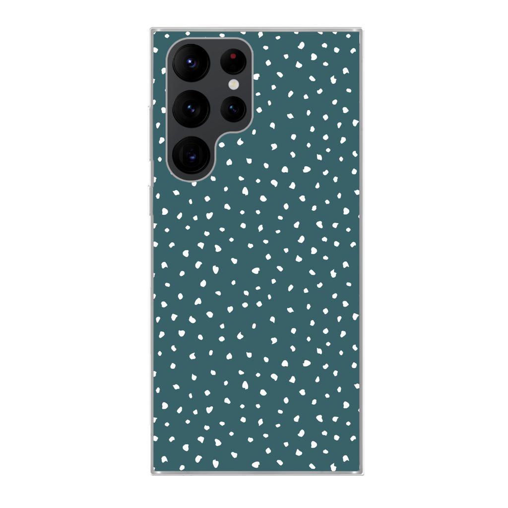 MuchoWow Handyhülle Schutzhülle Hülle für Samsung Galaxy S22 Ultra Polka dots - Weiß - Grün Silikon Softcase Handy Hülle - Abbildung
