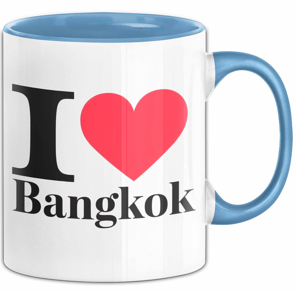 Bangkok Thailand Tasse Geschenk Lustige Geschenkidee Spruch Ich Liebe Bangkok (Blau)