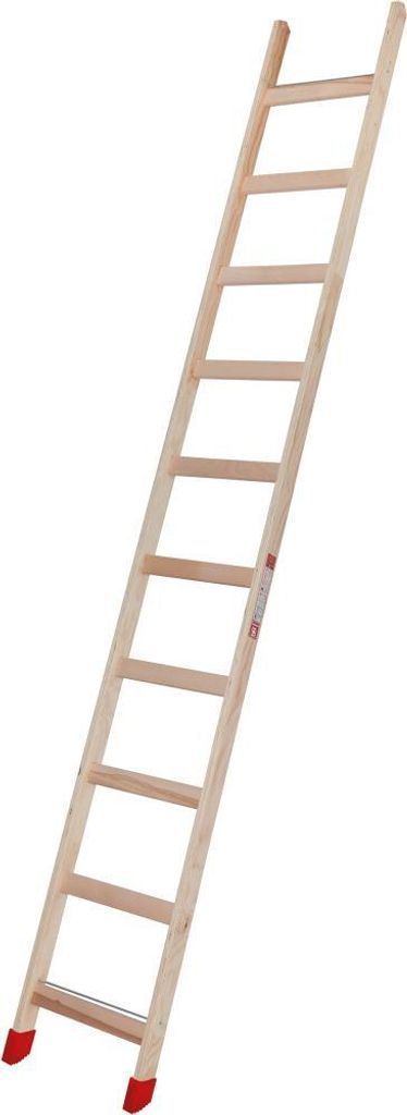 Euroline Holz Sprossenanlegeleiter inkl. 2 rutschsichere Leiterfüße 10 Sprossen