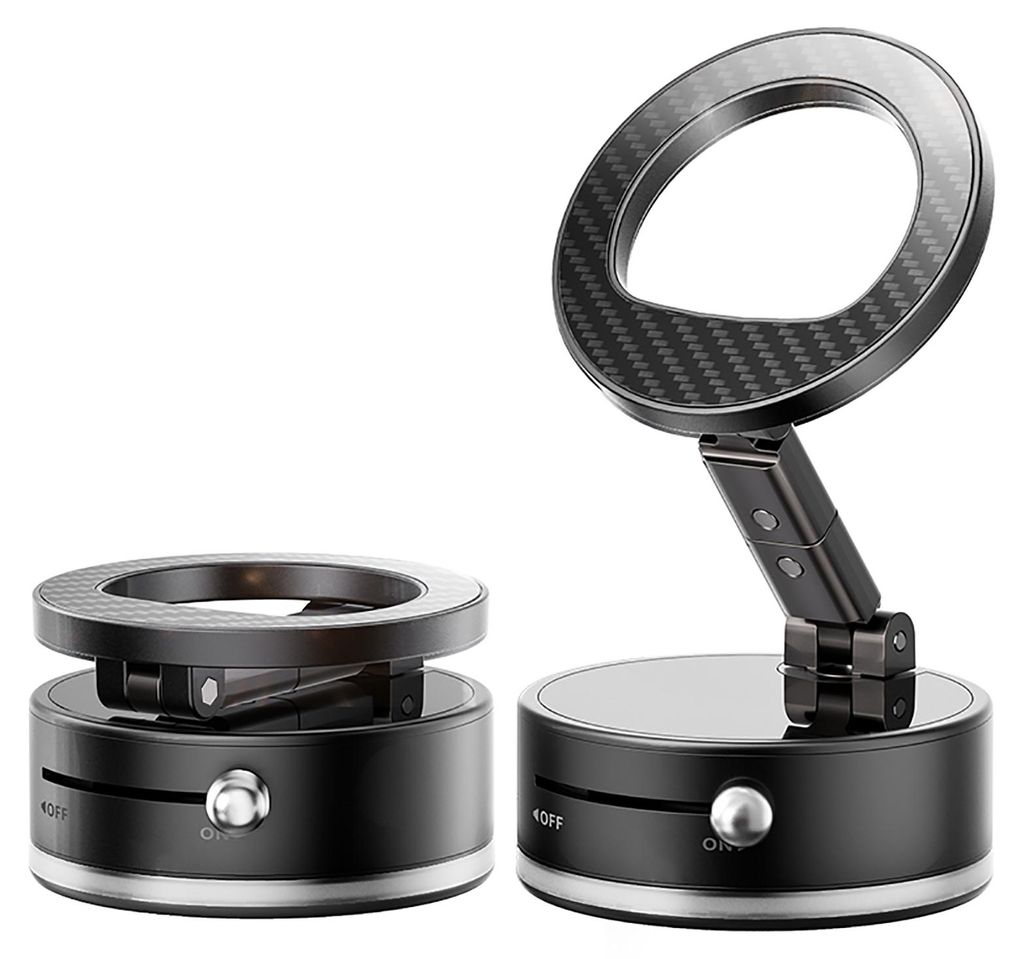 Vacuum Magnetic Car Phone Holder 360° Rotatable Suction Cup Phone Mount for Car Kitchen Bathroom Black