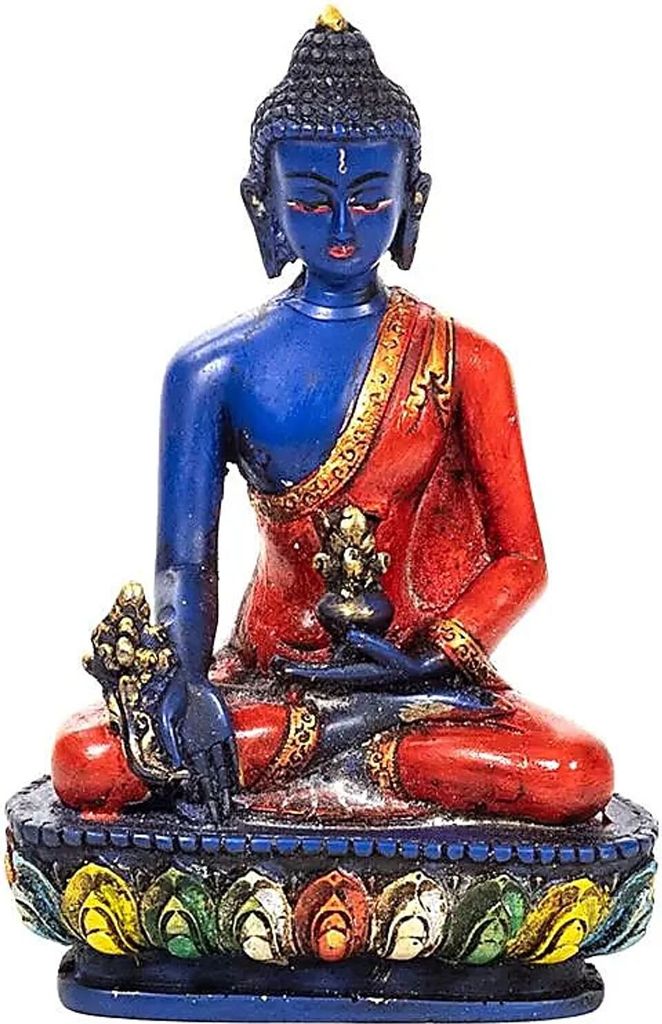 Buddha della medicina dipinto -- 316 g; 9x6x14 cm Immagine del prodotto 