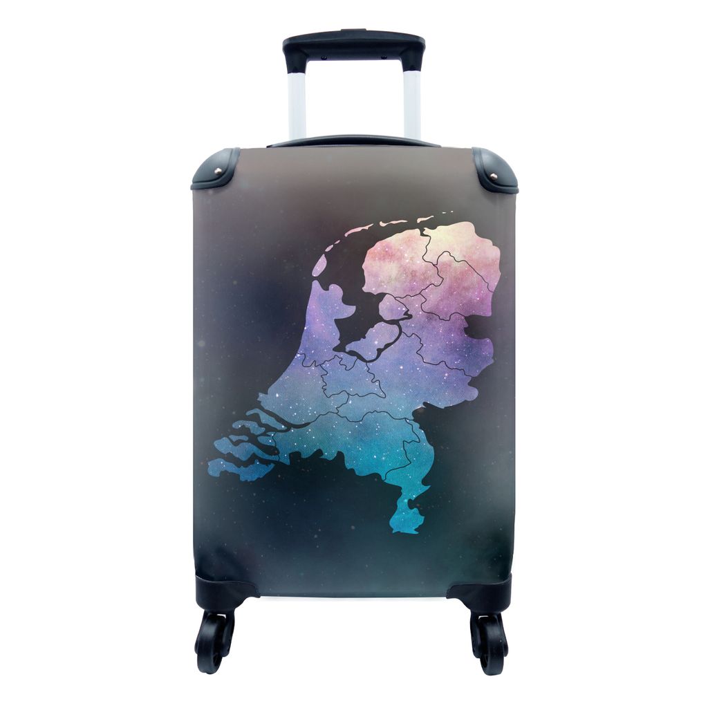 MuchoWow Koffer Handgepäck Trolley Rollkoffer Kleine Reisekoffer mit 4 Rollen - Karte von Europa - Niederlande - Sternenhimmel - Cabin Size < 55...