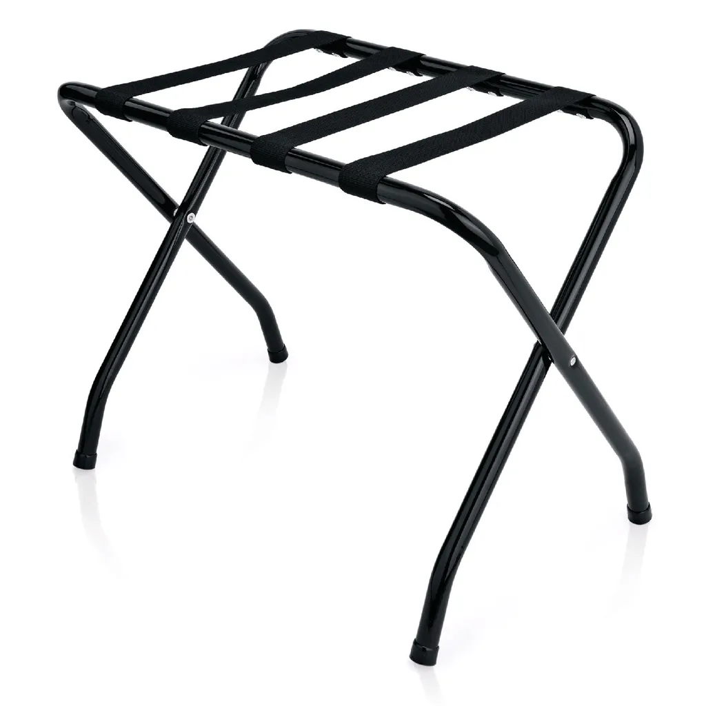 Porte-bagages en acier noir 65 x 40,5 x 54 cm pour valises d'hôtel