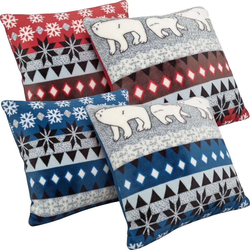 Dekokissen Kissenbezug CozyBear 40x40 cm für Weihnachten - Weihnachtsdeko für Sofa & Couch - Super flauschige Flanell Zierkissen Hüllen mit Rei...