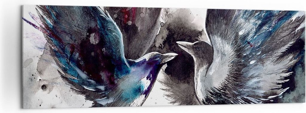 Bild auf Leinwand - Leinwandbild - Vogel Natur Feder - 160x50cm - Wand Bild - Wanddeko - Wandbilder - Leinwanddruck - Bilder - Kunstdruck - Wanddek...