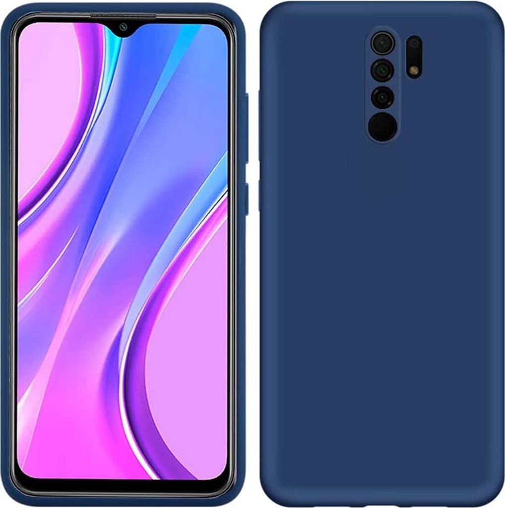 Redmi 9 Hülle, LaimTop Flüssig Silikon Soft Gummi Schutzhülle für Xiaomi Redmi 9 / Redmi 9 Prime Blau