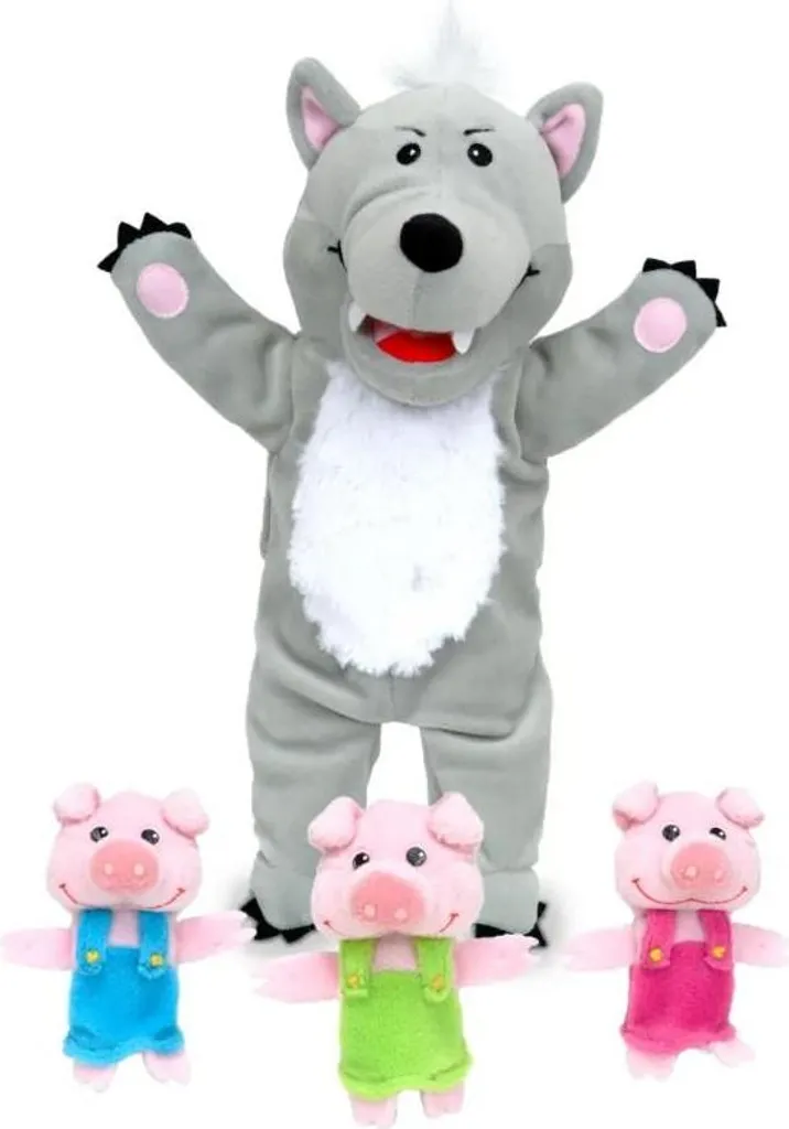 Fiesta Crafts Marionnette à main Loup et 3 petits cochons en tissu