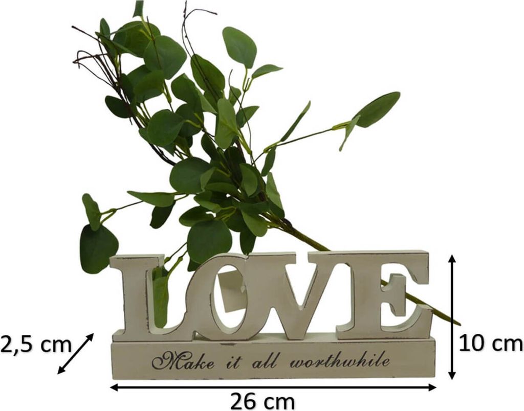 Romantischer Schriftzug 'LOVE' aus hochwertigem Holz in charmantem Shabby weiß