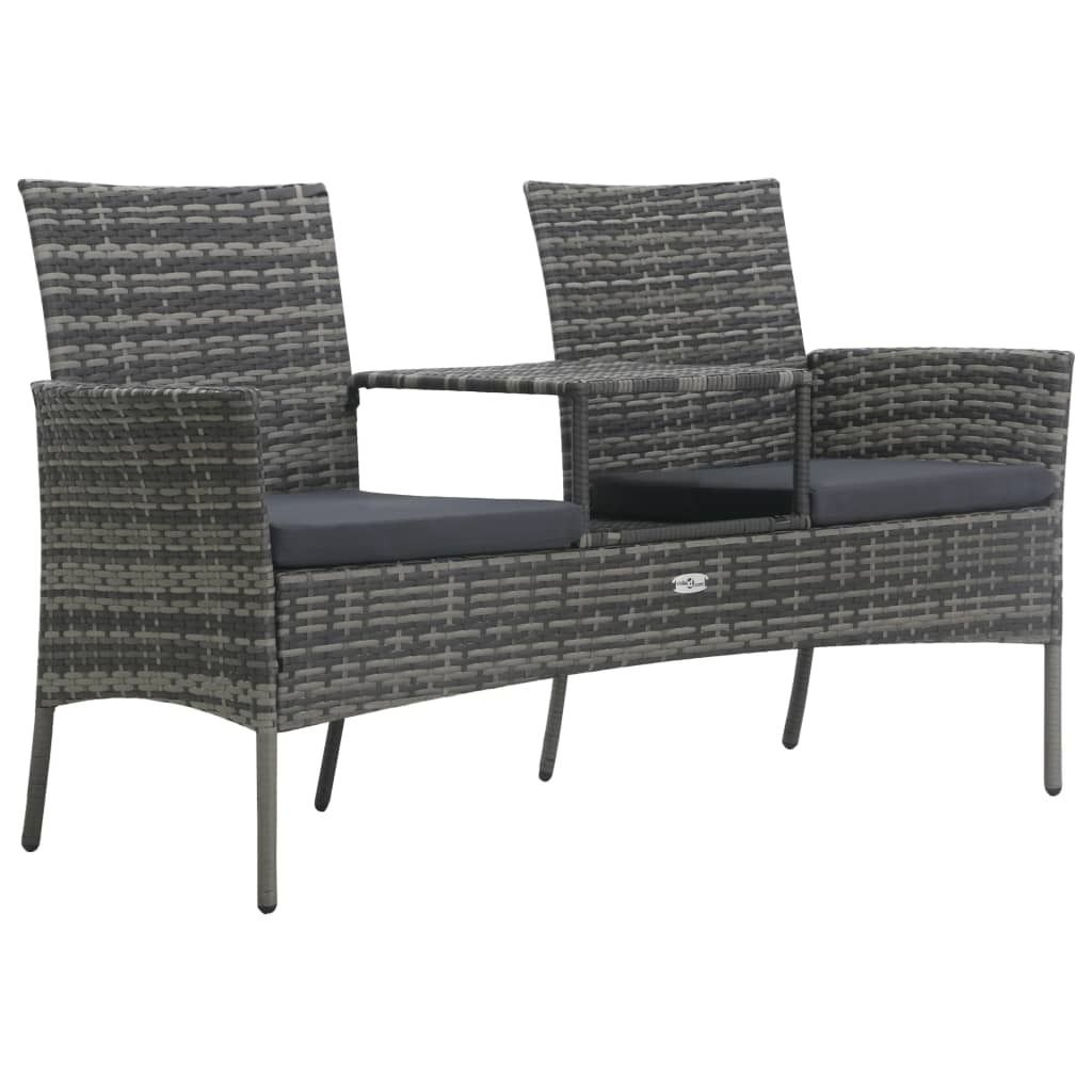 2-Sitzer-Gartensofa mit Teetisch Poly Rattan Anthrazit