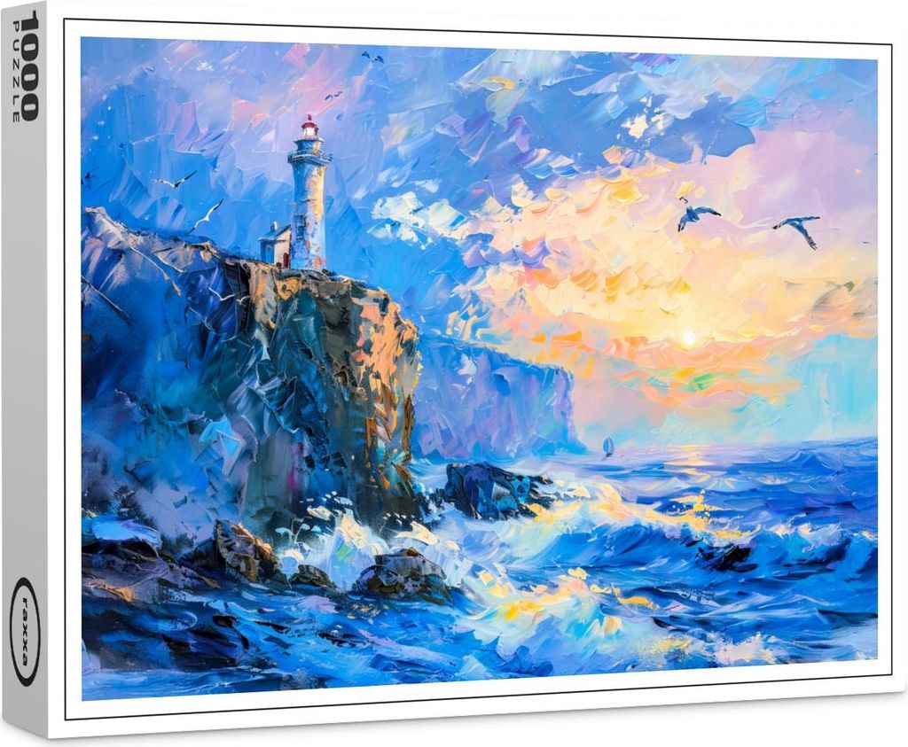 raxxa Premium-Puzzle "Lighthouse on Rocky Coast Impressionist Seascape", 1000 Teile