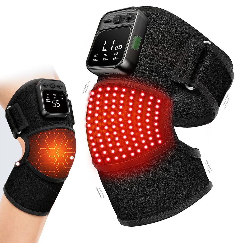 Kabelloses Knie-Massagegerät mit Graphen-Heizung 20000 mm², 3 Vibrationsstufen, 6 Heizmodi 40–65 °C, Timer 30/45/60 Min, 5000 mAh Akku, tragbar