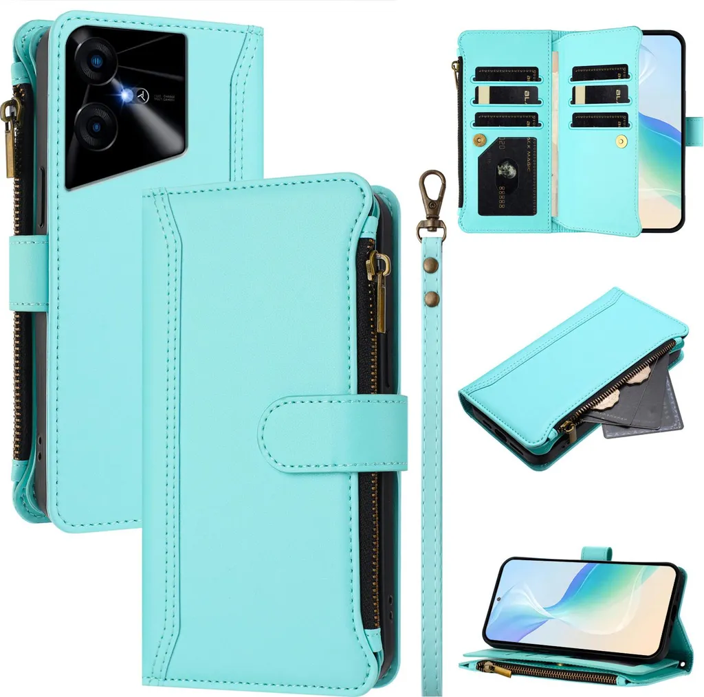 Cover Tecno Pova Neo 3 Verde Menta: Portafoglio e Stile in Uno!