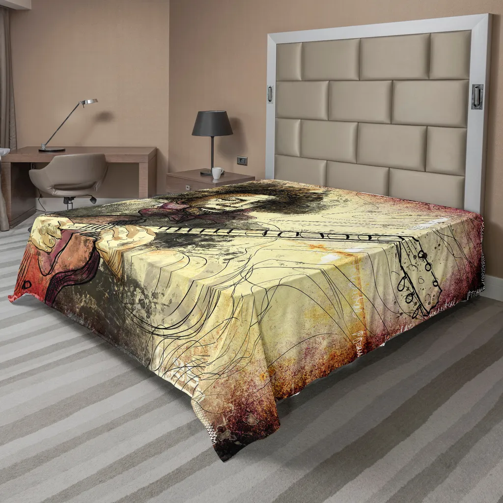 Drap de Lit Décoratif Jazz pour Chambre Adulte et Mélomane 244x205