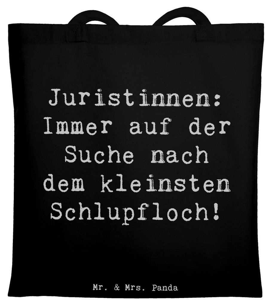 Mr. & Mrs. Panda Tote Bag Spruch Juristin Schlupfloch - Schwarz - Geschenk, Berufsliebe, Einkaufstasche, Jura, Beruf, Juristinnen, Anwältin, Beruf...