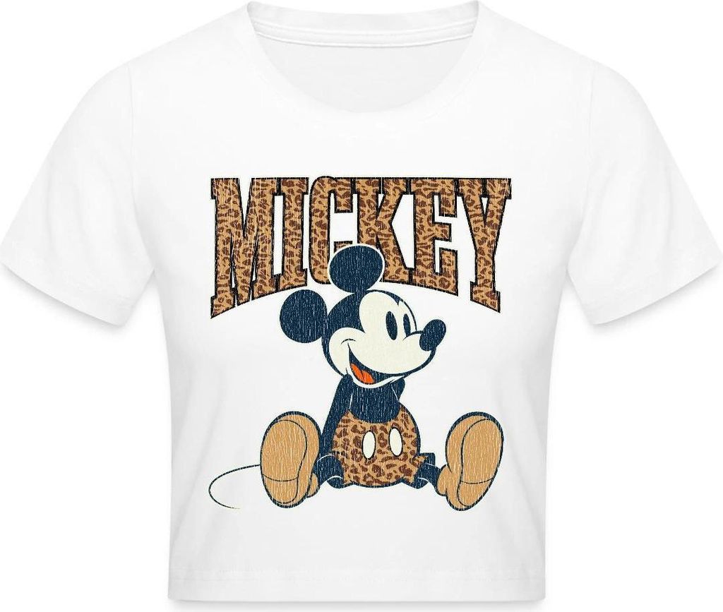 Mickey & Minnie Mickey Mouse Im Leo Look Crop Top, XL, Weiß