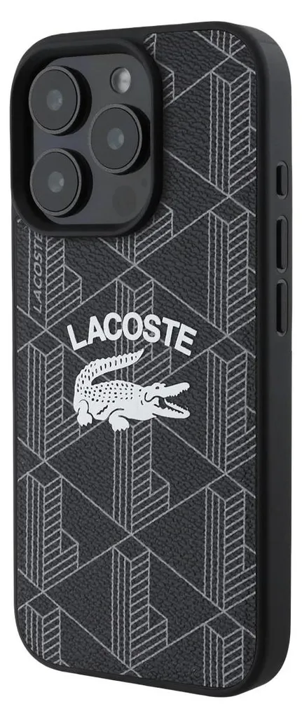 Étui MagSafe iPhone 16 Pro Lacoste Blend Monogram - Finition Noir Mat