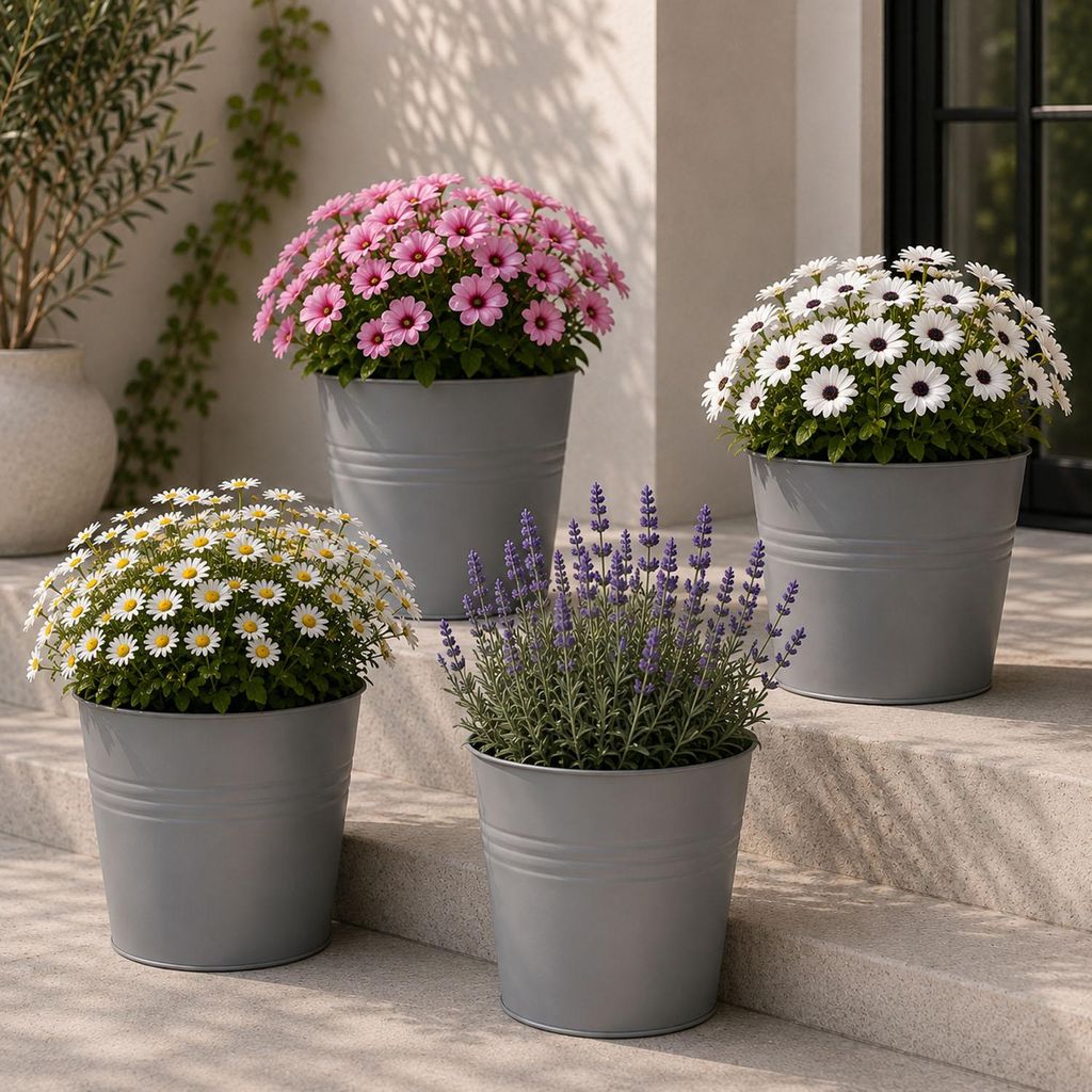 4 Stk. Blumentopf Pflanzgefäß Balkontopf Pflanztopf Produktbild 