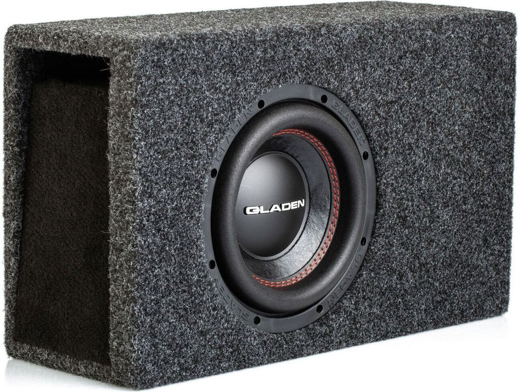 Gladen RSX08 SLIM-VB-CU-AV | 20cm Bassreflex Downfire Aktiv-Subwoofer