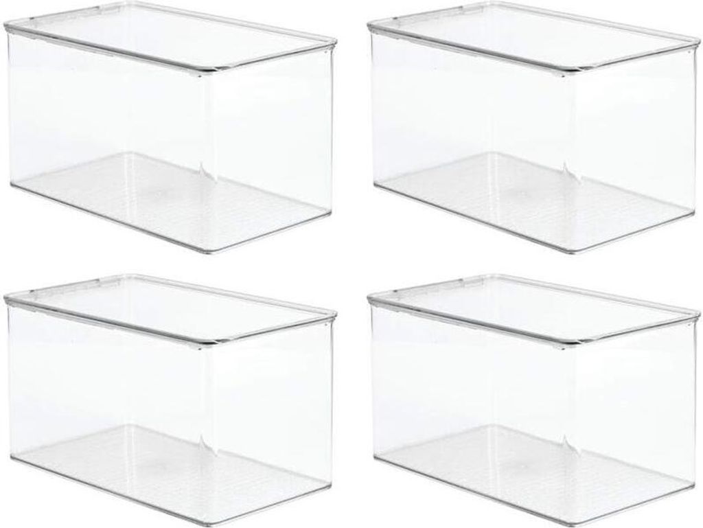 Aufbewahrungsbox Organizer mit Deckel 4er Set stapelbar mDesign transparent