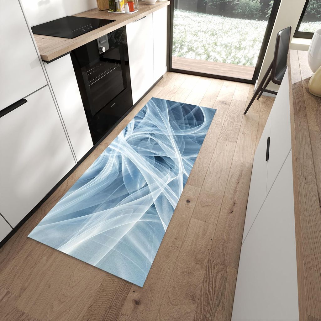 Küchenteppich 80x200cm rutschfest & abwischbar PVC Läufer - Transparente Schleier