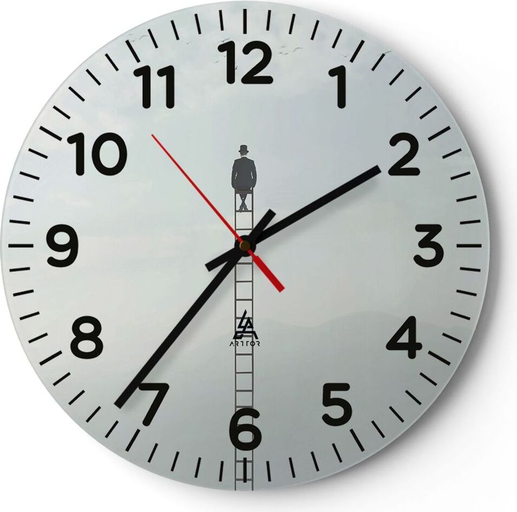 Wanduhr - Rund - Glasuhr - Leiter Himmel Symbol - 40x40cm - Produktbild 