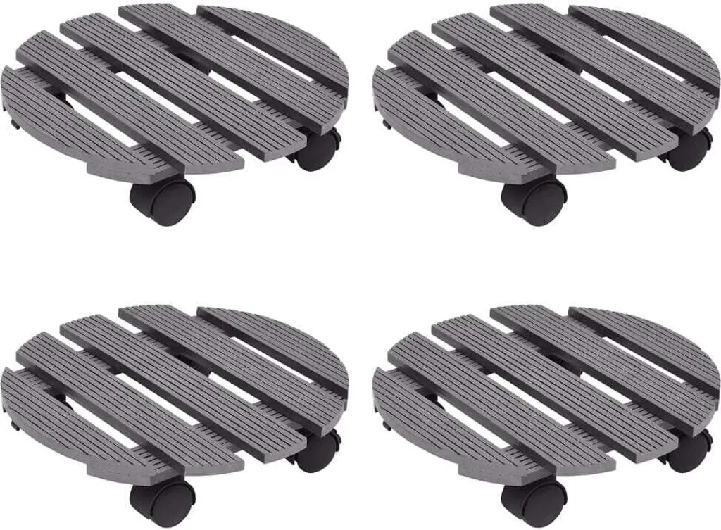 Rouleau pour plantes 4 pcs en WPC gris Ø30x7,5 cm - Support robuste