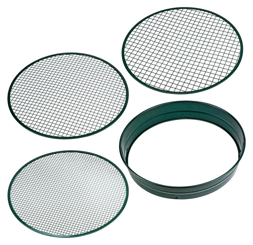 KesTek Gartensieb Metall 3in1 - Robustes Metallrandsieb & Durchwurfsieb für Erde, Kompost & Kies, vielseitig einsetzbar