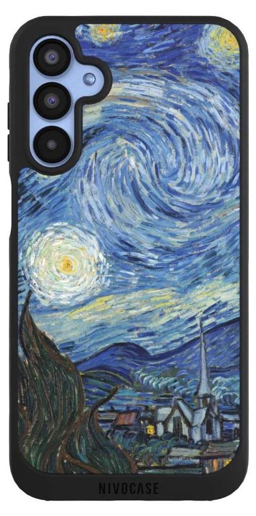 NIVOCASE Handyhülle für Samsung Galaxy A15 5G Hülle NIVOpure Case Schwarz Kunst The Starry Night