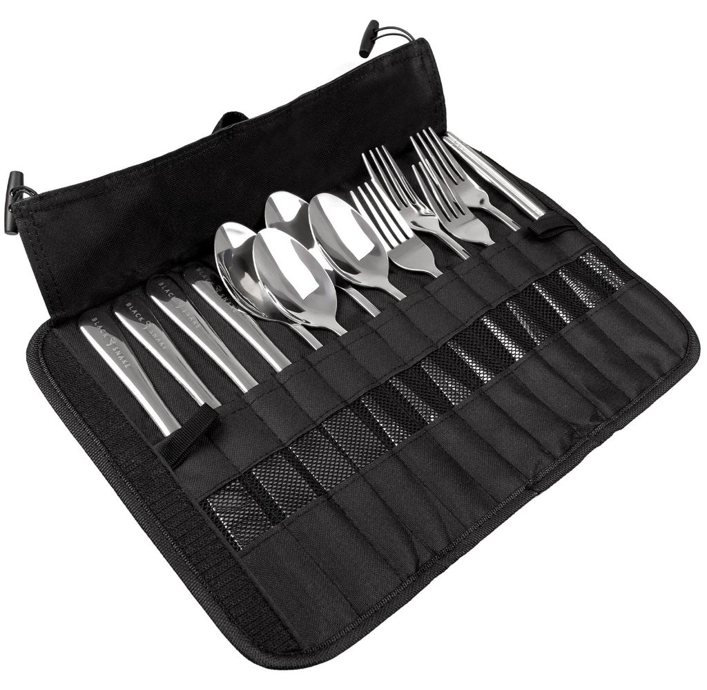 Black Snake Campingbesteck Set 4 Personen Edelstahl mit Produktbild 