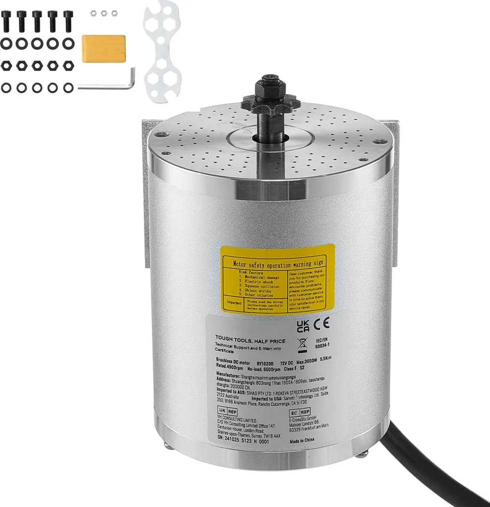 Motore DC Brushless 72V 3000W SucceBuy | Efficienza 85% per E-Bike