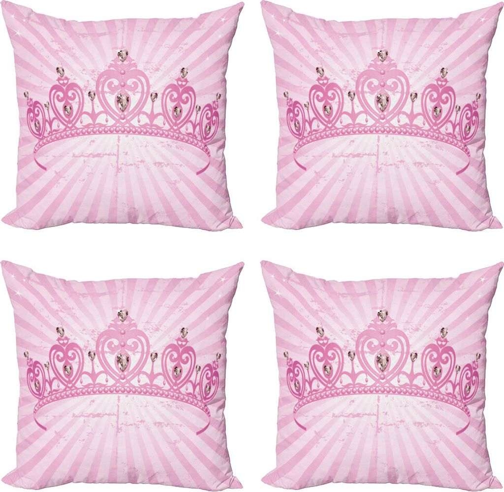 ABAKUHAUS Königin Kissenbezug Set (4 Stück), Pink Princess, Moderner Doppelseitiger Digitaldruck, 40 cm x 40 cm, Rosa Blassrosa